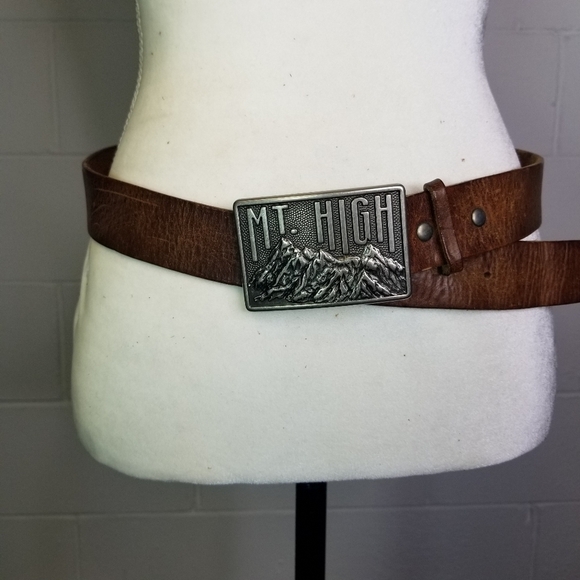 Vtg Mt High buckle brown leather belt main image 4